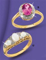 9ct gold Pink Sapphire And Pave Set Diamond Ring