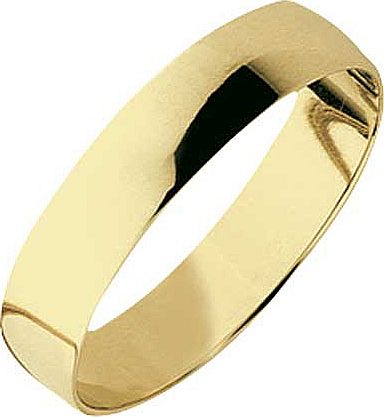 9ct Gold Plain D-Shape Personalised Wedding Ring