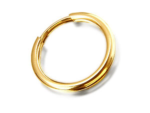 9ct Gold Plain Hoop Single Earring 15mm - 073435