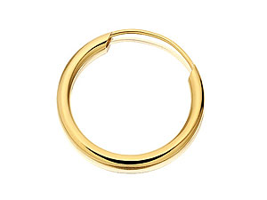 9ct Gold Plain Mens Hoop Single Earring 15mm -