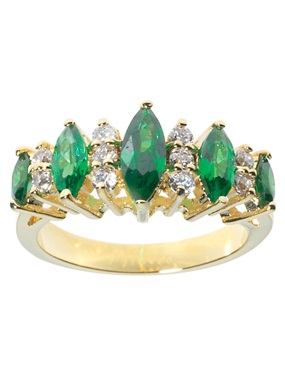 Plated 15-Stone Emerald and Cubic