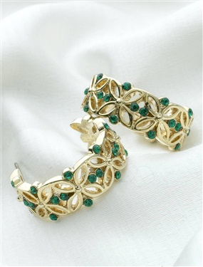 9ct Gold Plated Emerald Cubic Zirconia Hoop