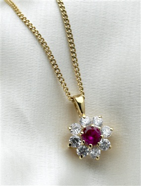 9ct Gold Plated Ruby and White Cubic Zironia
