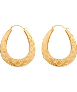 9ct Gold Plated Silver Large Facetted Creole