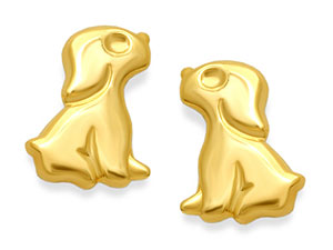 9ct Gold Puppy Dog Earrings - 070876