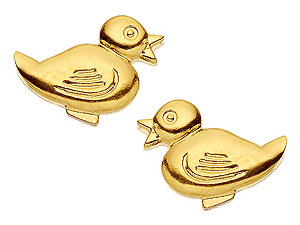 9ct Gold Quacking Duck Earrings 10mm - 070313