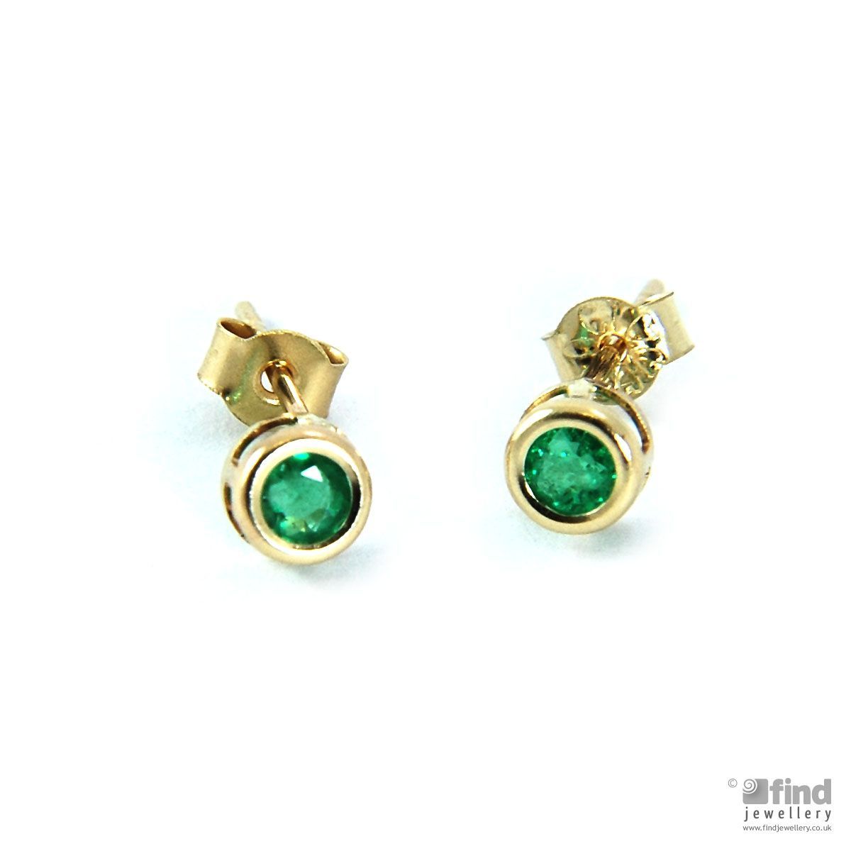 9ct Gold Real Emerald Stud Earrings