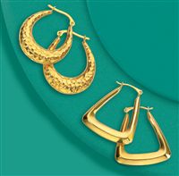 9ct gold Rectangular Creole Earrings