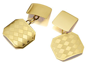 9ct gold Rectangular Harlequin Pattern Chainlink