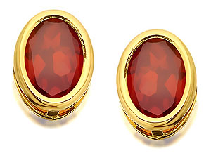 9ct Gold Red Garnet Earrings 8mm - 070487
