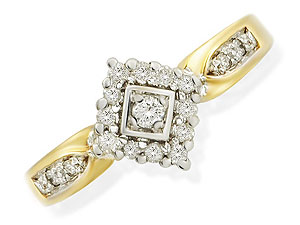 9ct gold Rhombus Diamond Cluster Ring 046038-Q