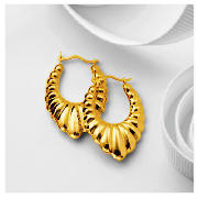 9ct Gold Ribbed Pointed Hoops
