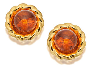 9ct Gold Rope Amber Earrings - 070529