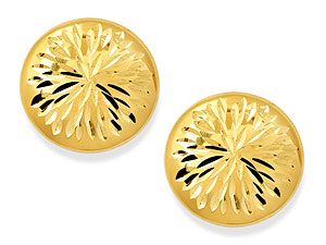 9ct Gold Round Disk Earrings 15mm - 070797