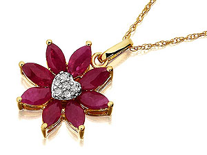 9ct gold Rubies and Diamonds He Loves Me Flower
