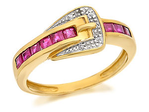 9ct Gold Ruby And Diamond Belt Ring - 181499
