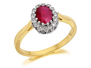 9ct gold Ruby and Diamond Cluster Ring 047403-M