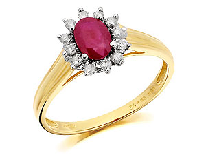 9ct gold Ruby and Diamond Cluster Ring 047410-N