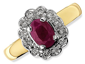 9ct gold Ruby and Diamond Cluster Ring 047412-O