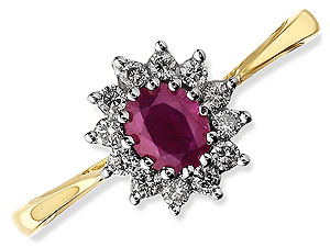 9ct gold Ruby and Diamond Cluster Ring 047413-J