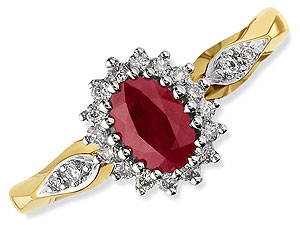 9ct gold Ruby and Diamond Cluster Ring 047415-N