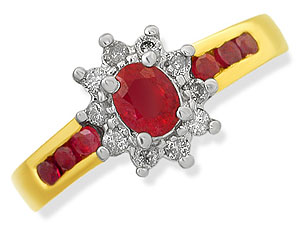 9ct gold Ruby and Diamond Cluster Ring 047474-L