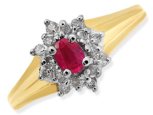9ct gold Ruby and Diamond Cluster Ring 047483-L