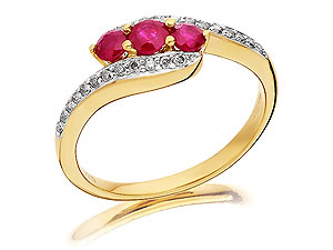 9ct gold Ruby and Diamond Crossover Ring 047305-N