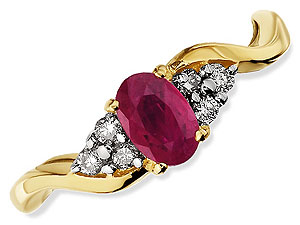 9ct gold Ruby and Diamond Curve Ring 047411-M