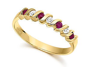 9ct gold Ruby and Diamond Half Eternity Ring 048223-N