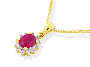 9ct gold Ruby and Diamond Pendant and Chain 045741