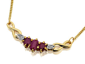 9ct gold Ruby and Diamond Pendant and Chain 188192
