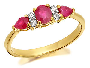 9ct Gold Ruby And Diamond Ring 11pts - 048252