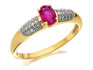 9ct Gold Ruby And Diamond Ring 13pts - 047321