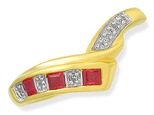 9ct gold Ruby and Diamond Wishbone Ring 048208-M