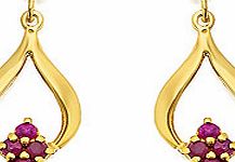 9ct Gold Ruby Earrings 23mm drop - 071515