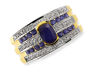 9ct gold Sapphire and Diamond Band Ring 046590-J