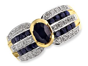 9ct gold Sapphire and Diamond Band Ring 046592-J