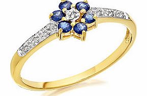 9ct Gold Sapphire And Diamond Cluster Ring -