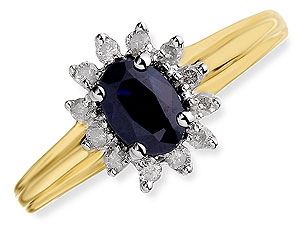 9ct gold Sapphire and Diamond Cluster Ring 046708-P