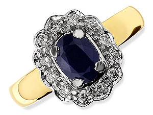 Sapphire and Diamond Cluster Ring 046709-K