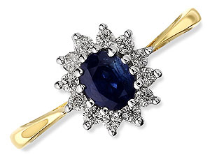 Sapphire and Diamond Cluster Ring 046710