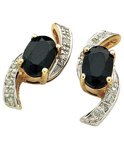 9ct Gold Sapphire and Diamond Crossover Stud Earrings
