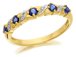 9ct Gold Sapphire And Diamond Garland Ring -