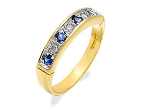 9ct gold Sapphire and Diamond Half Eternity Ring 048101-J