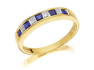 9ct gold Sapphire and Diamond Half Eternity Ring 048125-K