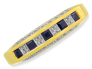9ct gold Sapphire and Diamond Half Eternity Ring 048842-L