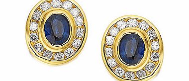 9ct Gold Sapphire And Diamond Oval Cluster