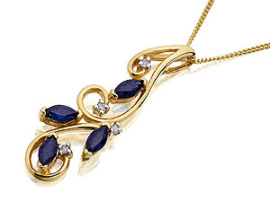 9ct gold Sapphire and Diamond Pendant and Chain 049729