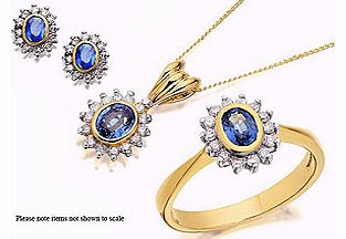 9ct Gold Sapphire And Diamond Ring, Pendant And